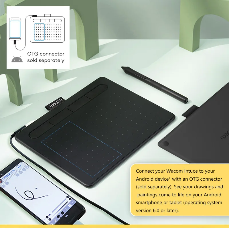 Wacom Intuos ขนาดเล็ก CTL-4100WL บลูทูธกราฟิกแท็บเล็ตเข้ากันได้กับ Mac, PC, Chromebook และ Android + 3ซอฟต์แวร์