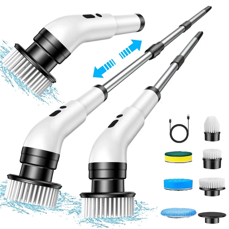 A99G-Multi-Function Cleaning Brush Six-In-One Cordless Electric Brush For Bathroom Floor Bathtub Cleaning Set