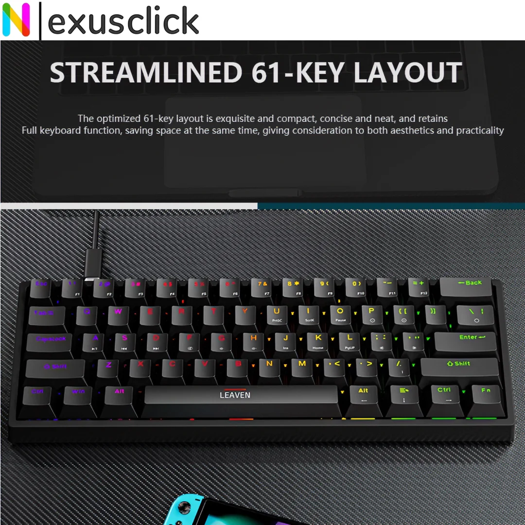 NexusClick 60% Mechanical Wire - Gaming Keyboard Ergonomics recension och pris