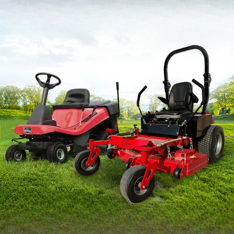 Zero corner ride-on lawn mower grass shredder