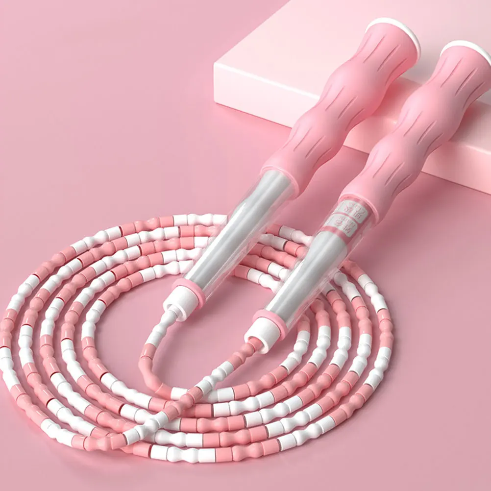 

Bamboo Beaded Rope Kids Adults Adjustable 175cm Pink Anti Student Jump Rope Tangle Durable Skipping Student