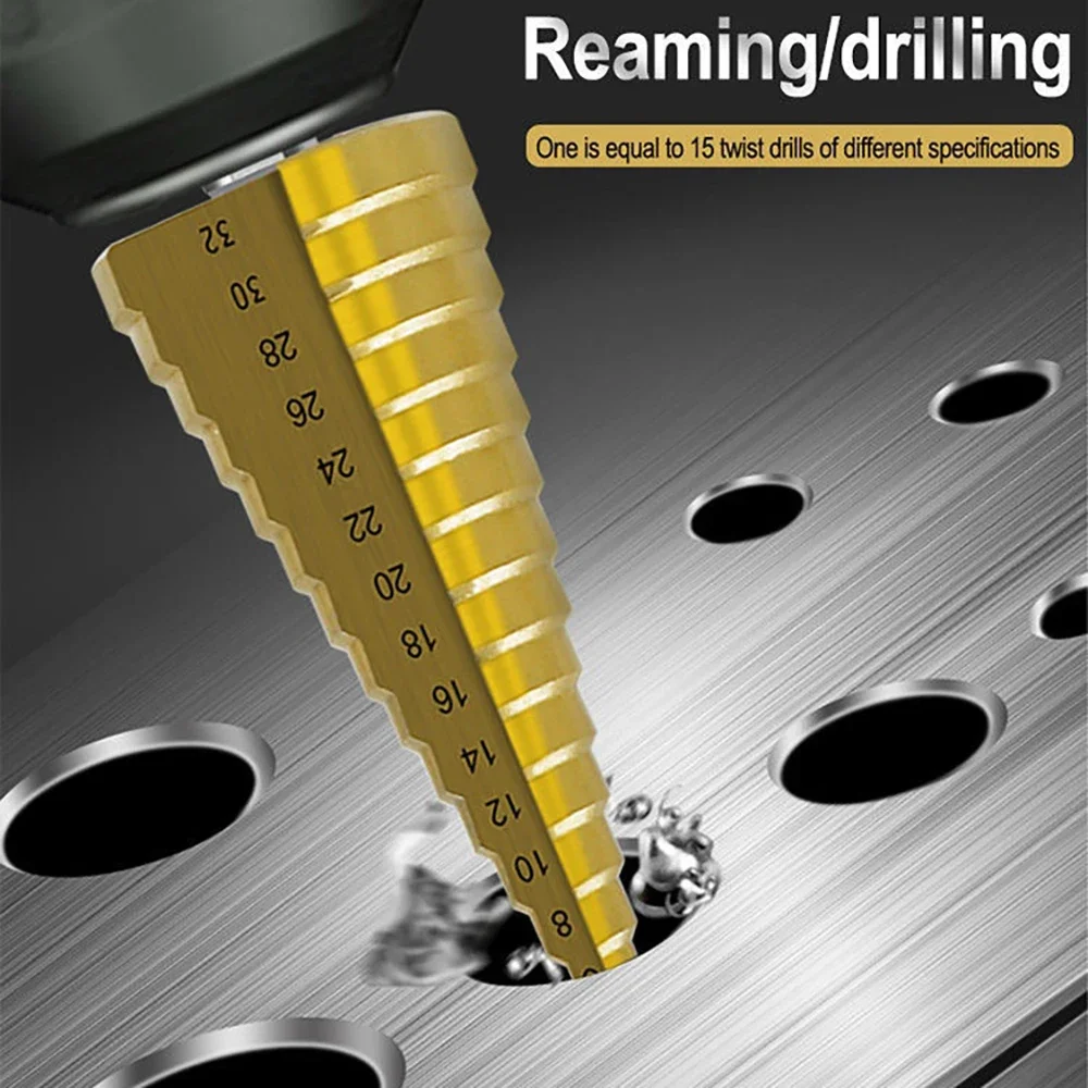 Imagem -02 - Hss Straight Groove Step Drill Bit Grupo Revestido de Titânio Madeira Abridor de Furos de Metal Núcleo do Cortador 312 4-12 420 mm