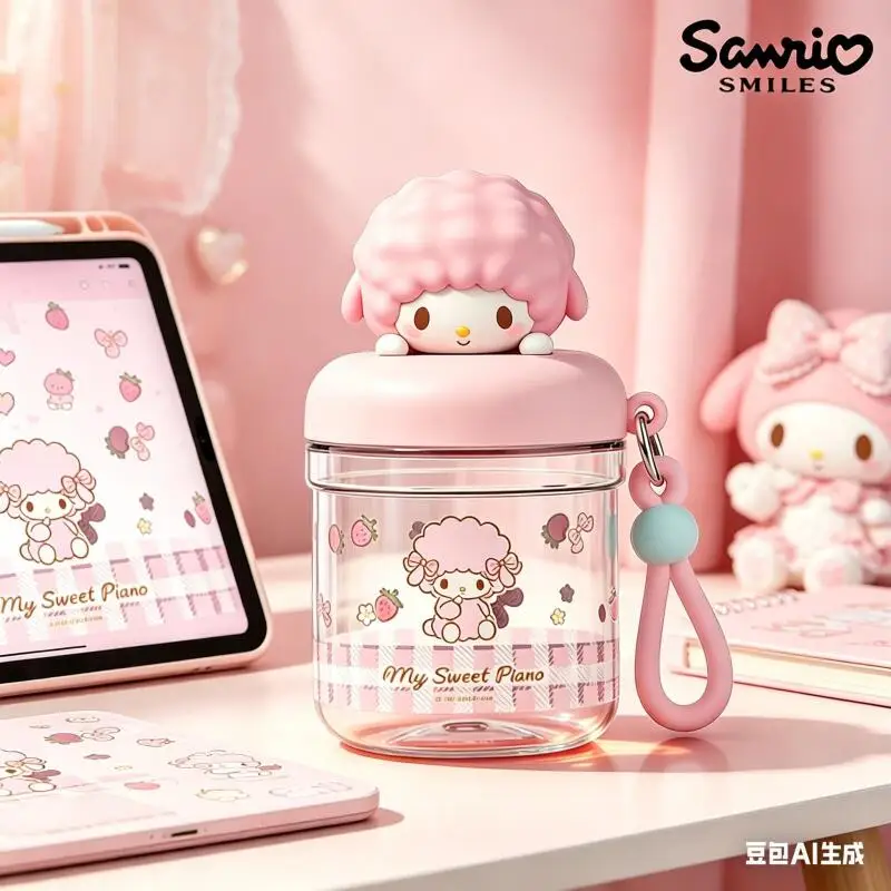 

Mymelody Transparent Water Cup Portable Mini Hand Carry Lovely Cartoon Drink Cup for Girls Student Outdoor Daily Casual Use