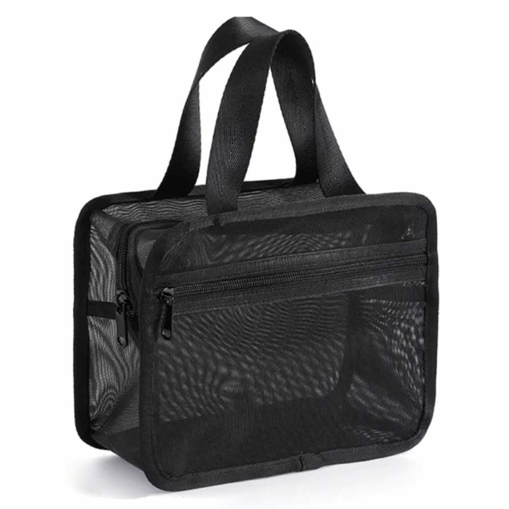 

Portable Mesh Storage Bag Black Large Capacity Yoga Shoulder Bag Ultralight Transparent Travel Toiletry Bag