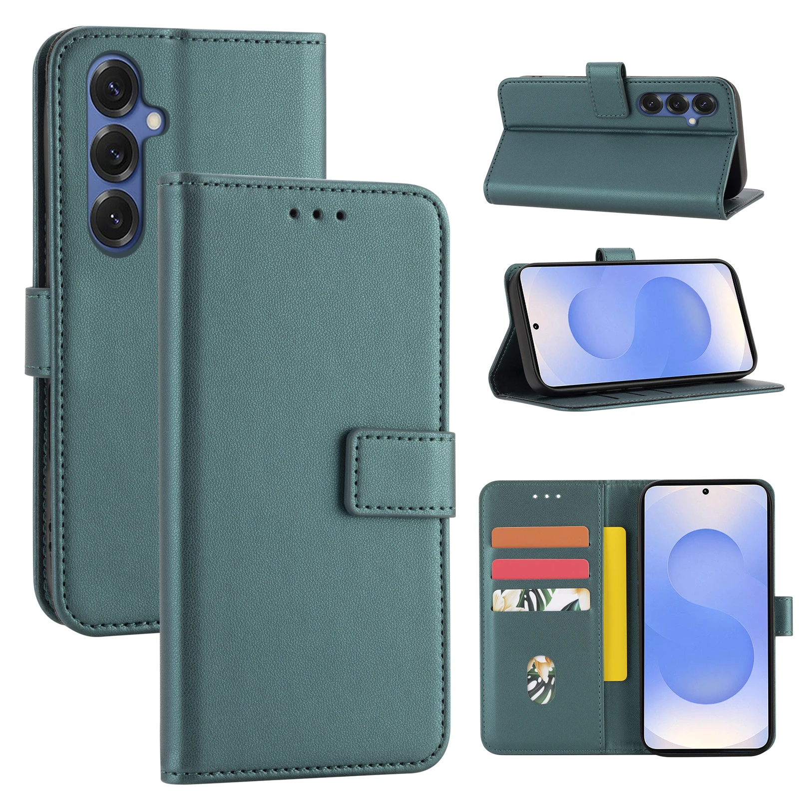 For Samsung S26 Series Protective Case S25/S24/S23/S22/S21/S20Fe Flip Wallet Protective Case with Card Slot Faux Leather Phone Case