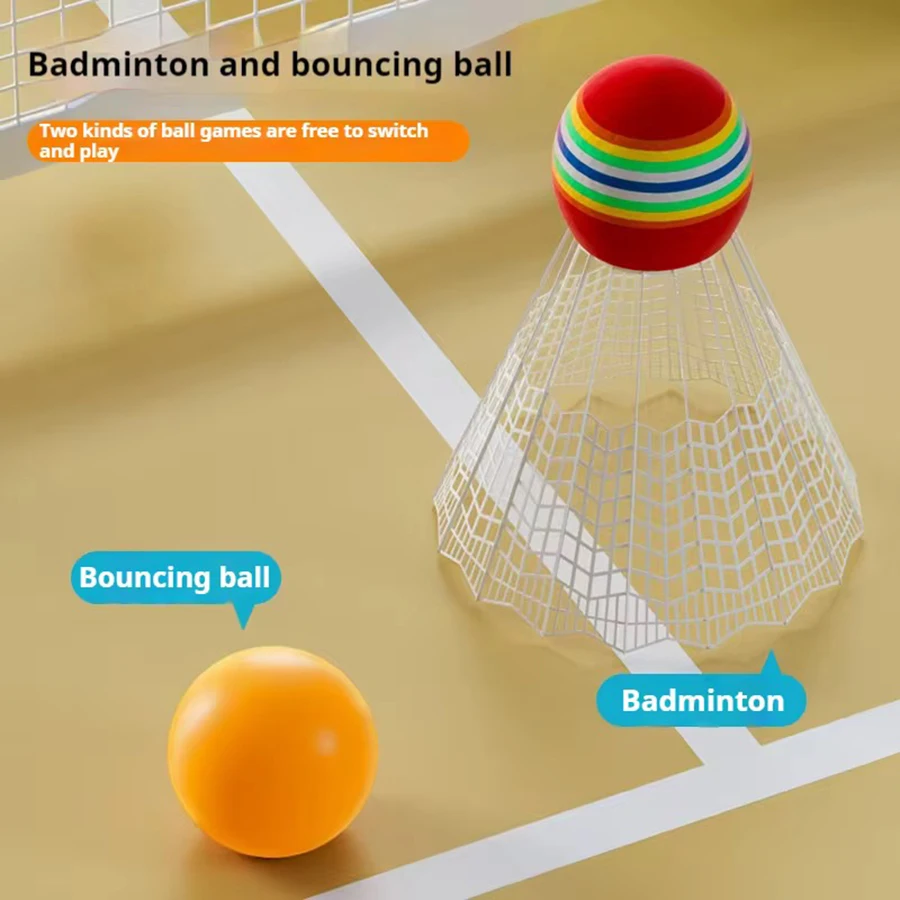 ชุดของเล่นไม้เทนนิสพร้อมลูกขนไก่สําหรับเด็กกิจกรรมกลางแจ้งในร่ม