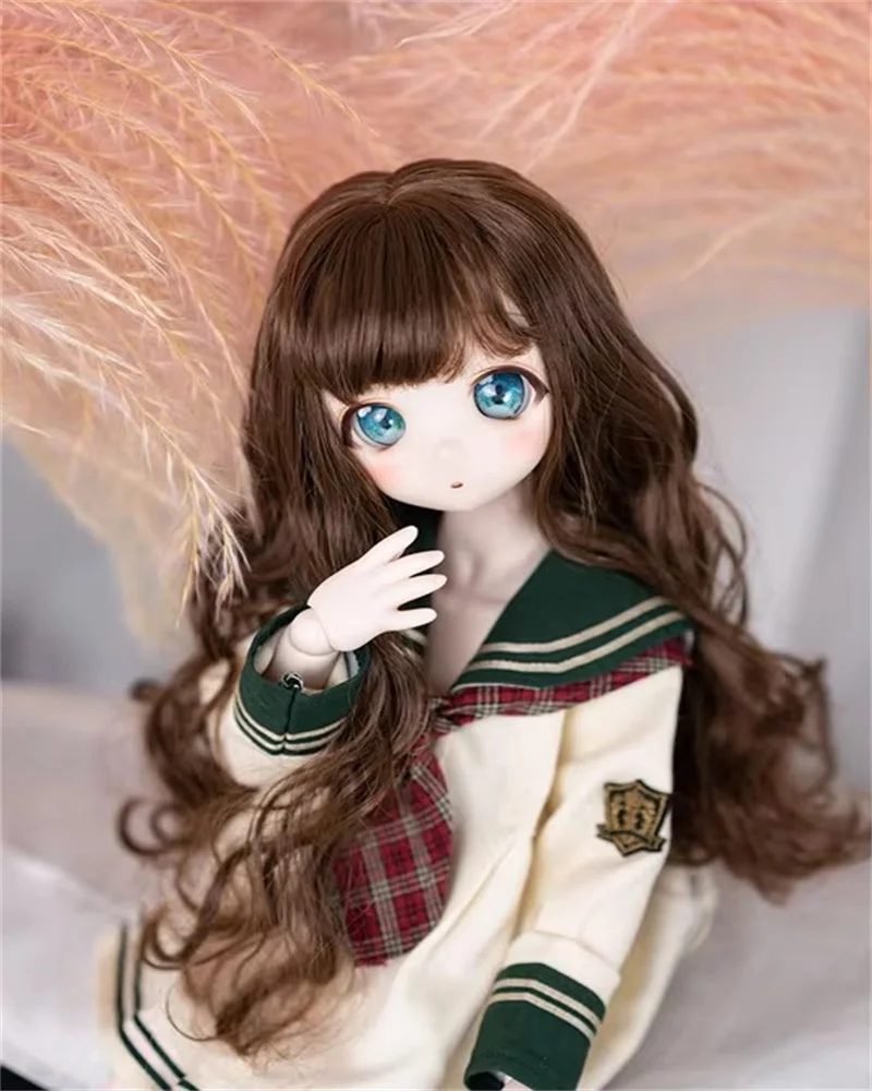 

Парик для кукол, шарнирных кукол, подходит для кукол-гигантов 1/3, 1/4, 1/6SD, с вьющимися волосами, с воздушной челкой, с длинными волосами, мягкая и шелковистая кукла