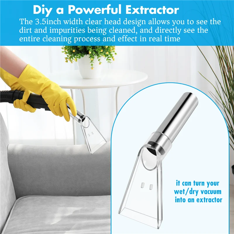 

B59B-Extractor Tool Hand Wand With Clear Head For Upholstery & Carpet Cleaning, Car Detailing Vacuum Wand For Truckmounts