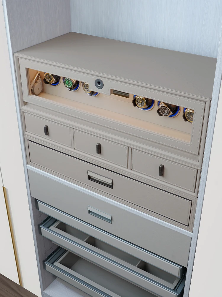 Password Drawer Drawer Safe In Wardrobe Home Safe Watch Shaker Anti-theft Hidden High-end Leather Jewelry Watch Office Bedroom