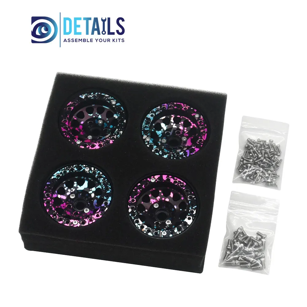 

1.9" Rainbow Colored Beadlock Wheel Rim Aluminum Wheel for SCX10 TRX4 90046 1/10 cars