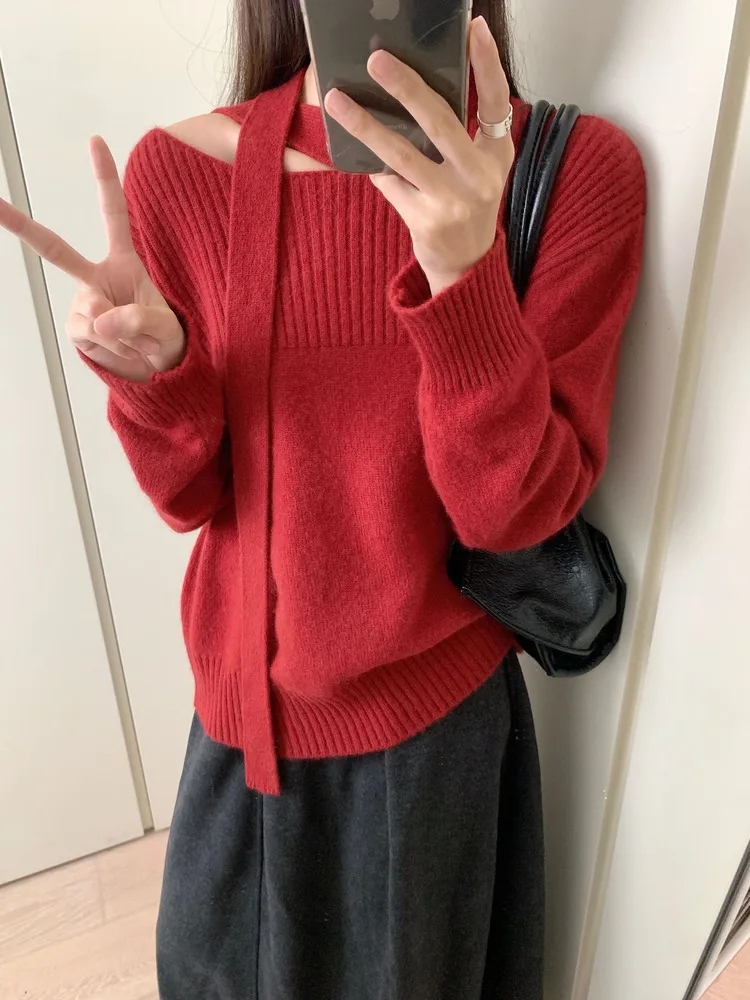 

Women Autumn Winter Korean Fashion Solid Color Sweaters Female 2025 Trendy Long Sleeve Knit Pullovers
