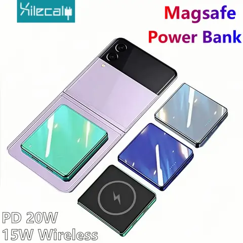 Xilecaly For Magsafe Power Bank 10000mAh Wireless Magnetic PowerBank Ultra Thin External Battery For iPhone 17 Samsung Z Flip 3