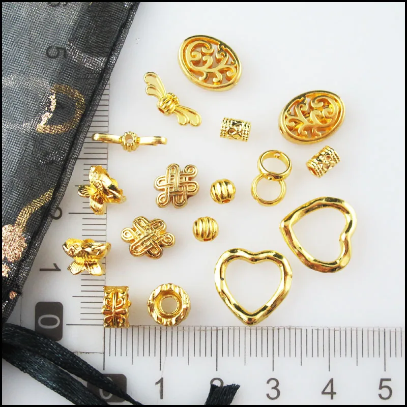 Fashion New Heart Frame Oval Chinese Knot Wings Charms Spacer Bar Beads Gold Plated