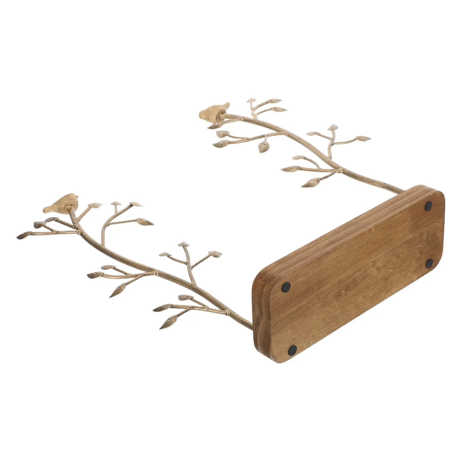 Tree Shaped Jewelry Display Rack Metal Stand Wooden Tray Necklace Earrings Bracelets Organizer Bedroom Dresser Countertop Iron