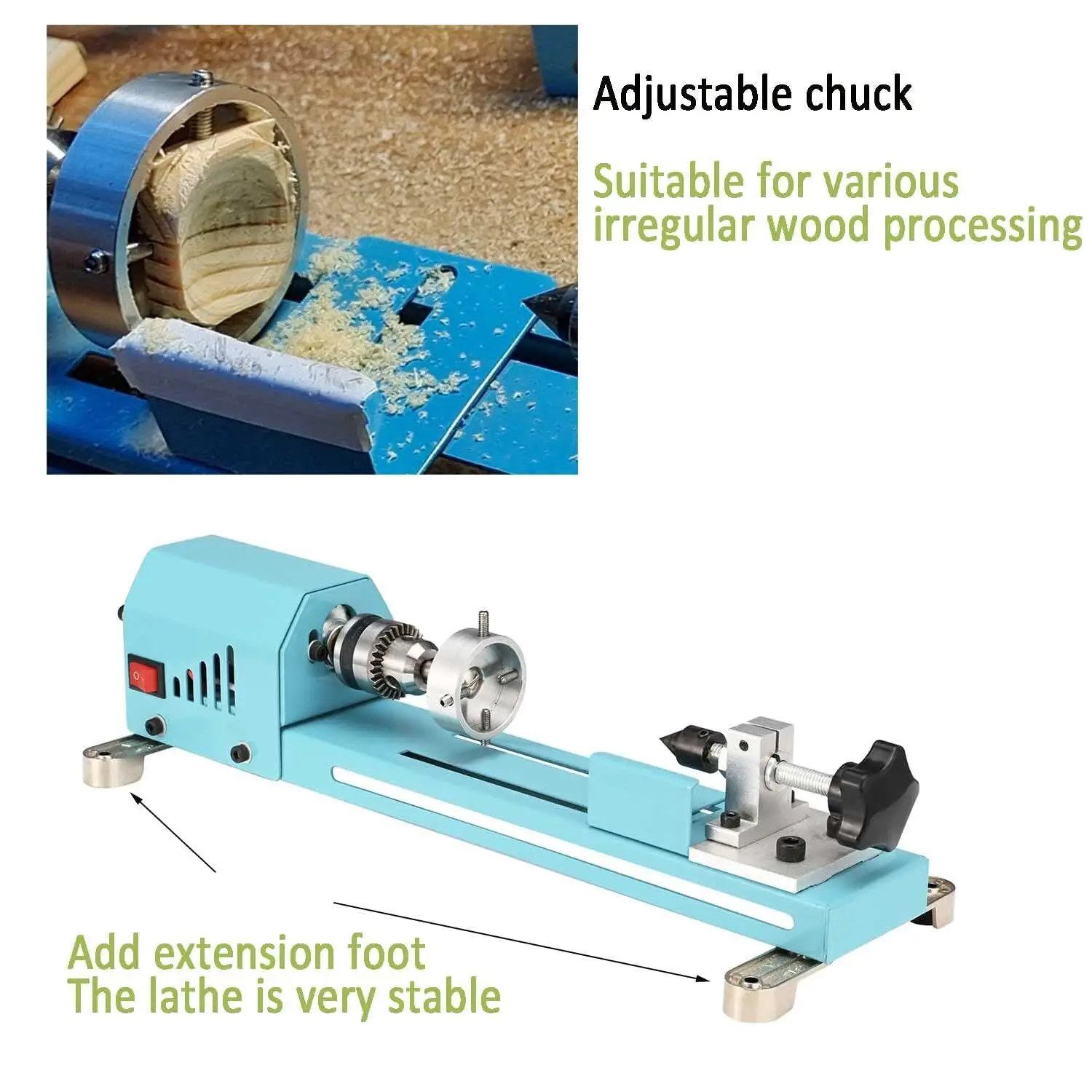 Mini Wood Lathe Machine, Speed Grinding, Polishing, DIY Woodworking Tool, 150W