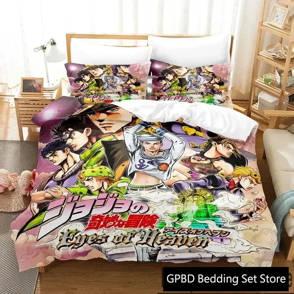 Anime JoJos Bizarre Adventure Bedding Set Duvet Cover Bed Set Quilt Cover Pillowcase Comforter king Queen Size Boys Adult