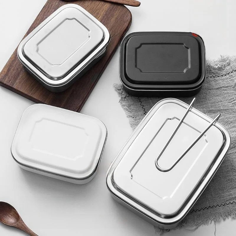 

Large Stainl Steel 304 Rectangular Tee id Lunch Box Japanese Bento Box Fren Preservation Box Food Storage Container