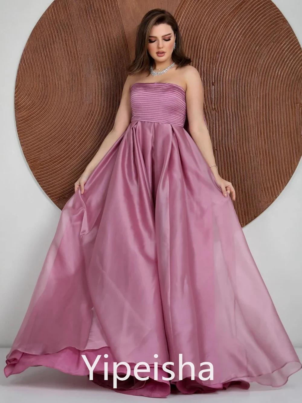 Yipeisha Prom Dress Fashion Exquisite Strapless A-line Quinceanera  Shirred Draped Satin Custom