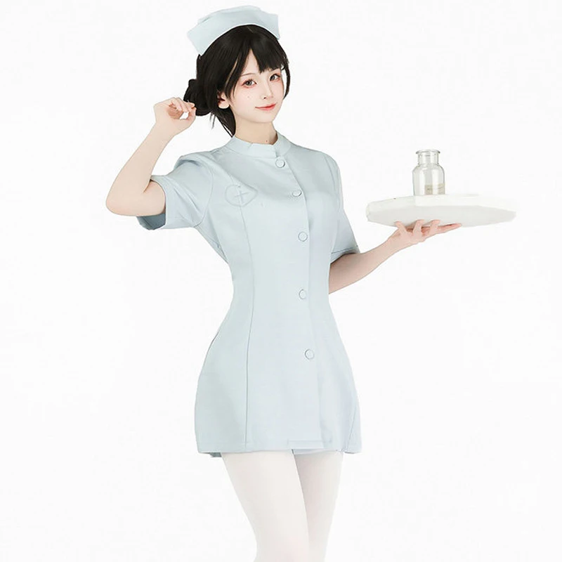 AniLV Disfraz de Enfermera Anime, Uniforme de Doctora, Disfraces de Cosplay para Halloween, Vestido de Enfermera Sangrienta DIY