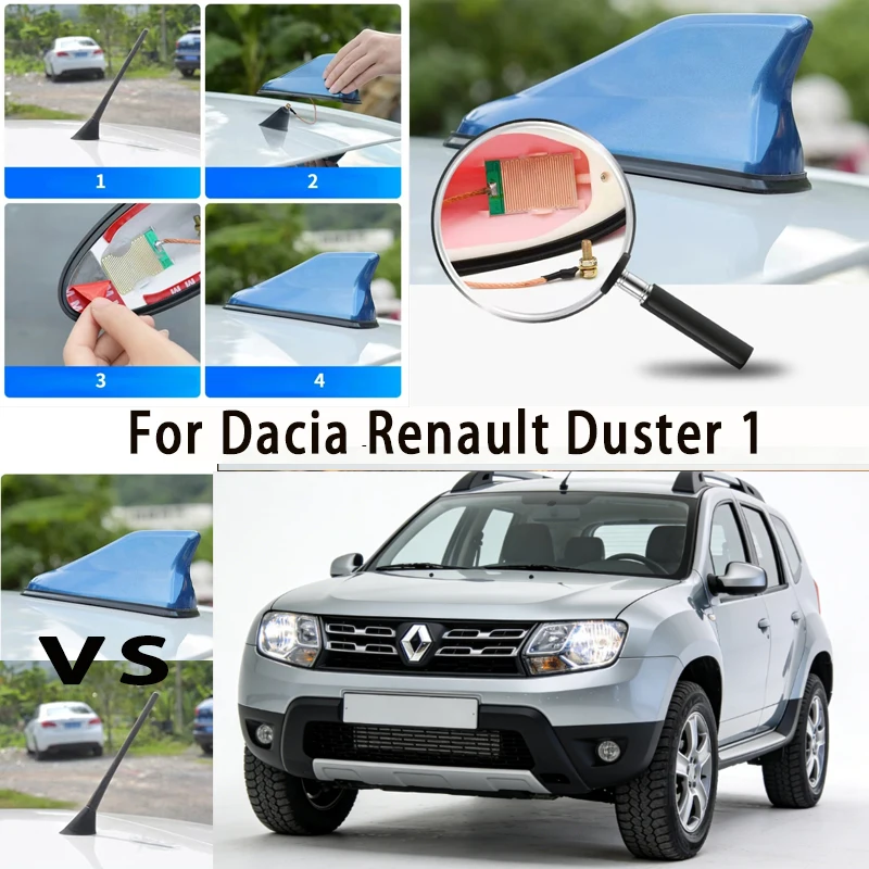 

For Dacia Renault Duster 1 Car Roof Top Mount Shark Fin Aerial Antenna Toppers Auto Radio AM FM Antenna Signal Amplifier Aerial