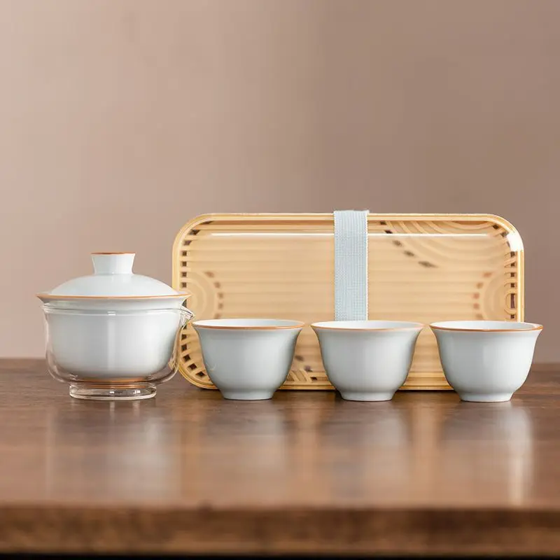 Upscale Tea Sets Ceramic Kung Fu Teaset Teacup Porcelain Service Gaiwan Tea Cups Mug of Tea Ceremony Teapot