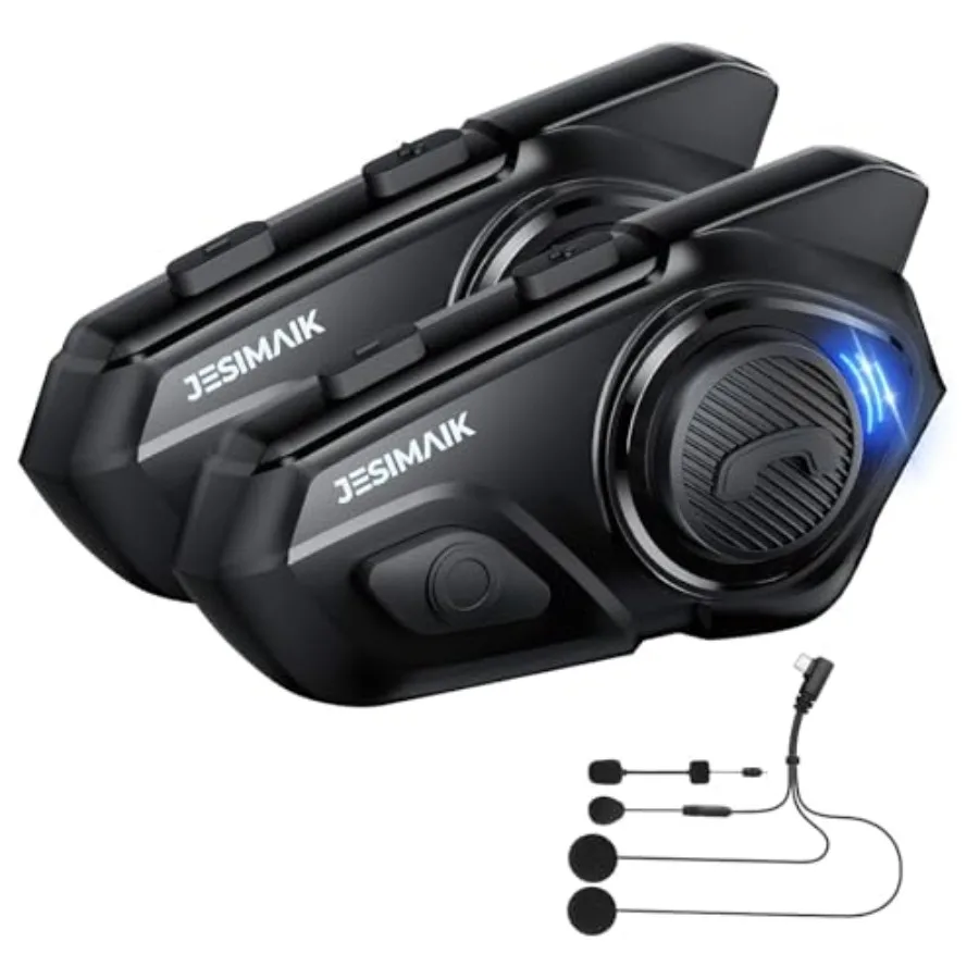 

Мотоциклетная Bluetooth-гарнитура для шлема, система связи на 10 устройств с радиусом действия 2 км, с функцией многозадачности, двумя микрофонами и 40-мм динамиками, черная, 2 шт.