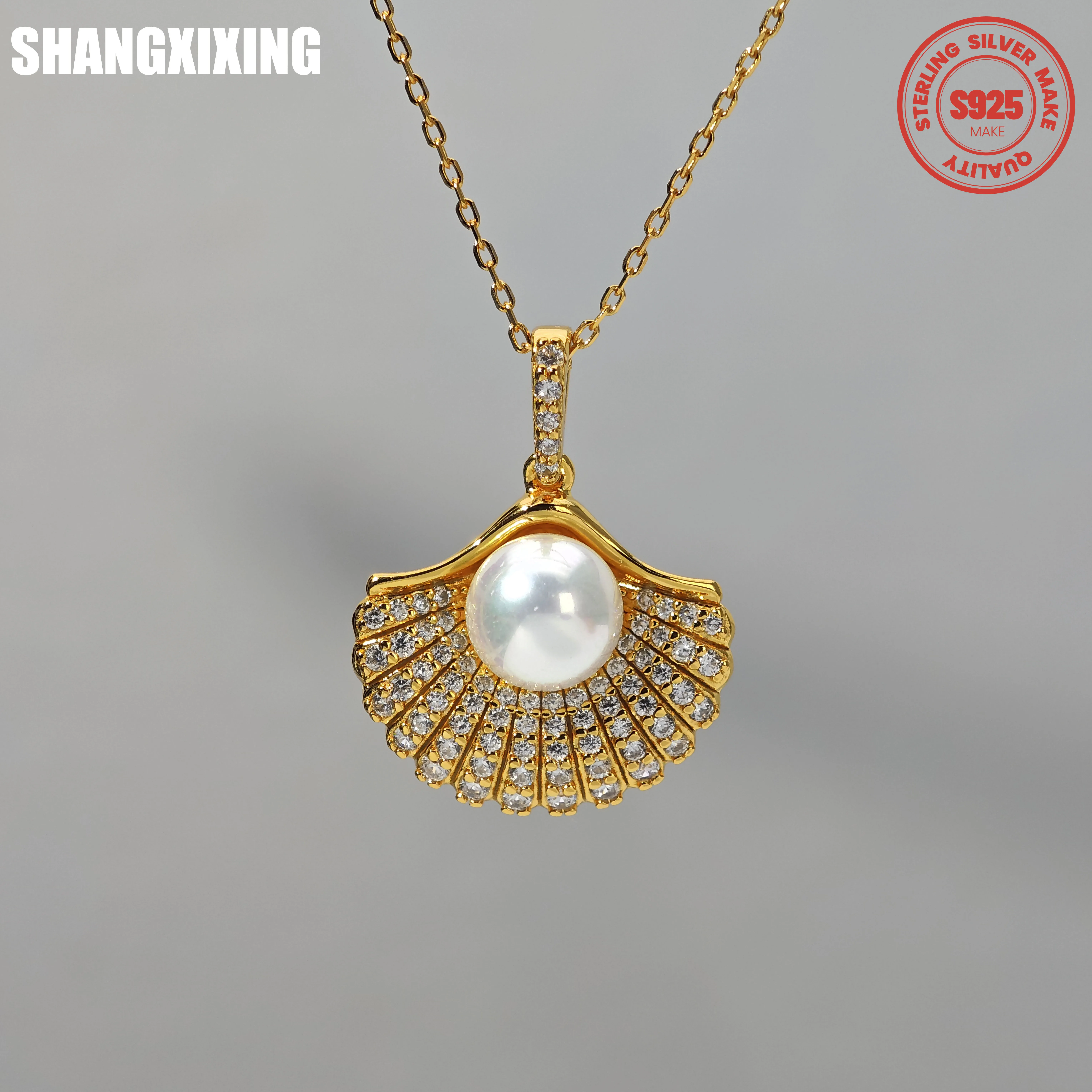 S925 Sterling Silber Muschel Perle Anhänger Halskette Frauen Mode Kragen Kette Schlüsselbein Licht Luxus Charme Urlaub Hochzeit Schmuck