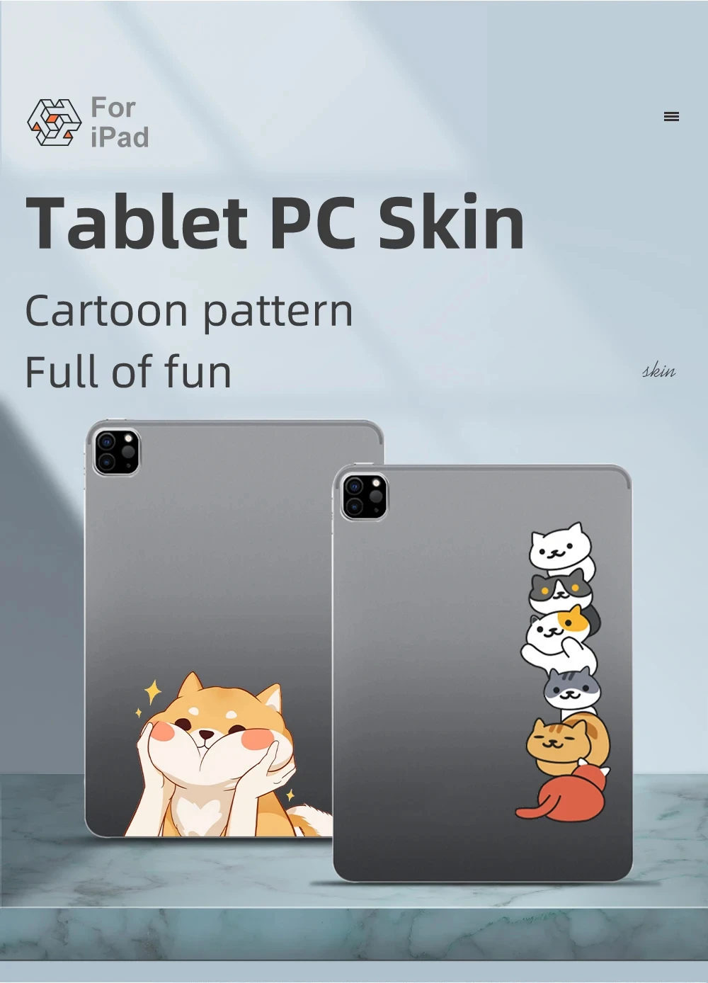 

Suitable For 2025 New Ipad Air/Pro 11/13 M4 M2 M3 M1 3d Printed Skin Sticker Tablet PC Ipad Air 4/Air3 Ipad Mini 5/4 Back Film