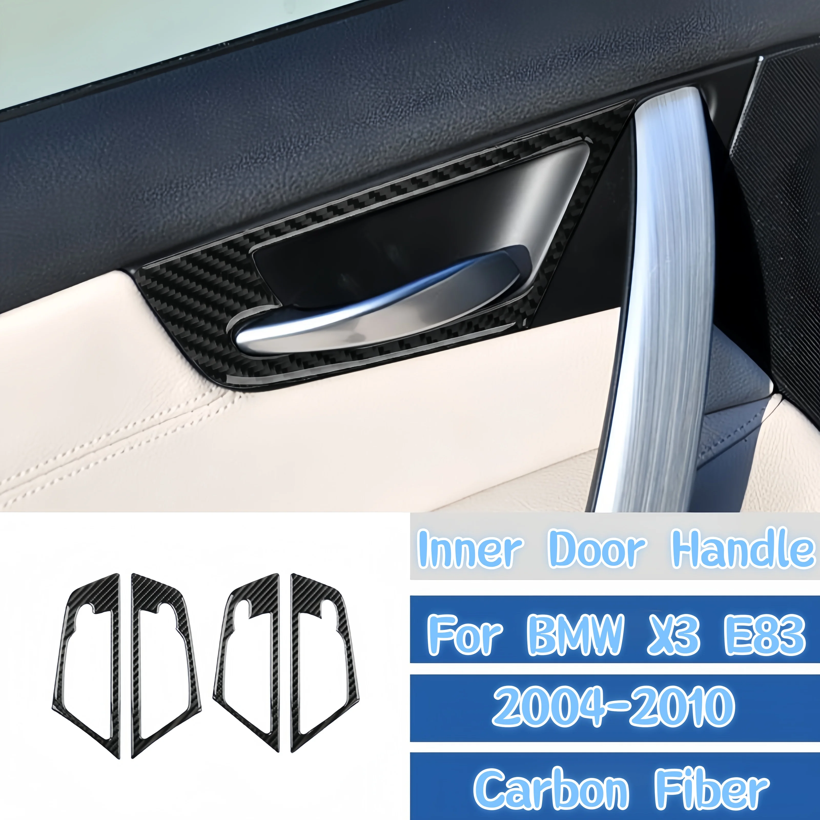 

For BMW X3 E83 2004-2010 Car Interior Accessories Carbon Fiber Auto Inner Door Handle Frame Decorative Cover Trim Stickers