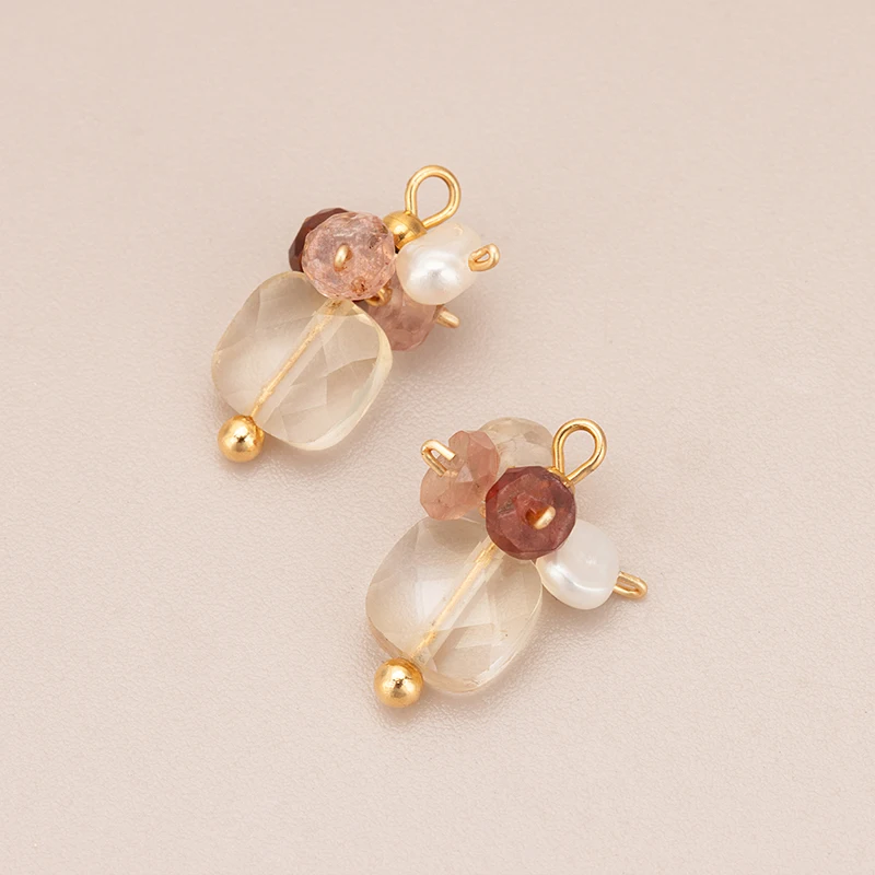 assoonas, 2 Stück/Lot, ME28, Schmuckzubehör, 18k vergoldet, Kupfer, Naturstein, handgefertigt, Anhänger, DIY-Anhänger, Schmuckherstellung – Detail 3