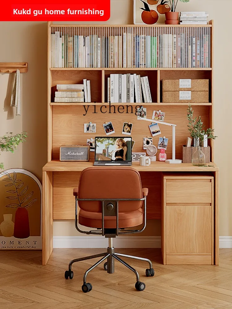 Desk and Bookshelf Integrated Wall-Mounted Study Computer Desk for Home Use