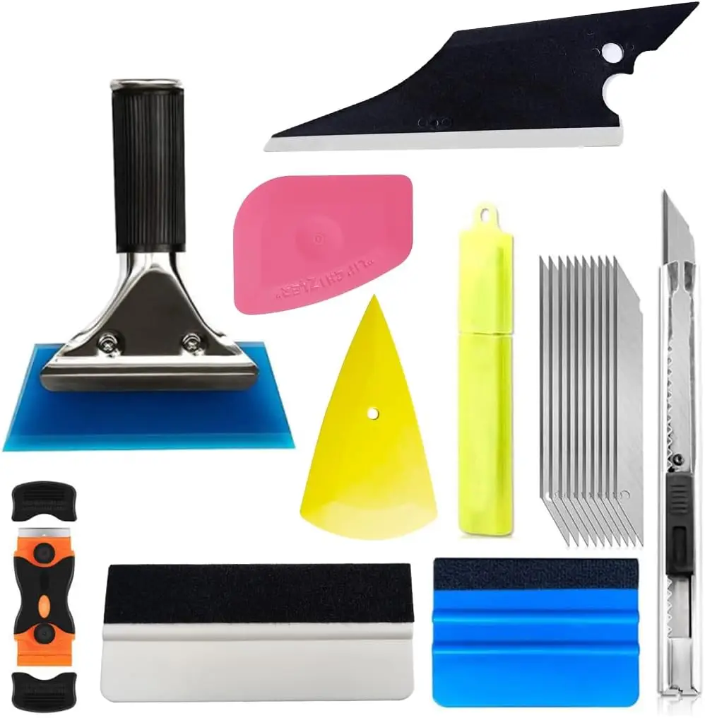 

Mandark 18PCS Car Window Tint Kit, Vehicle Glass Protective Film Wrapping Installation Set, Auto Vinyl Wrap Tinting Tools Included Squeegees, Felt Squeege, Cutting Knife with Blades