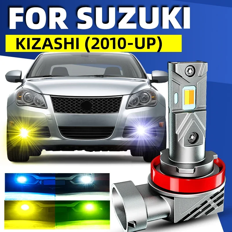 2x Car LED Front Fog Lights Bulbs Dual Colors Switchback White Yellow For Suzuki KIZASHI 2010 2011 2012 2013 2014 2015 2016 2017