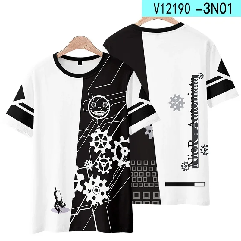 Nier automata 2b yorha não. 2 tipo b 9s yorha não. 9 tipo s cosplay traje 3d impressão de manga curta camisetas gráficas 2024