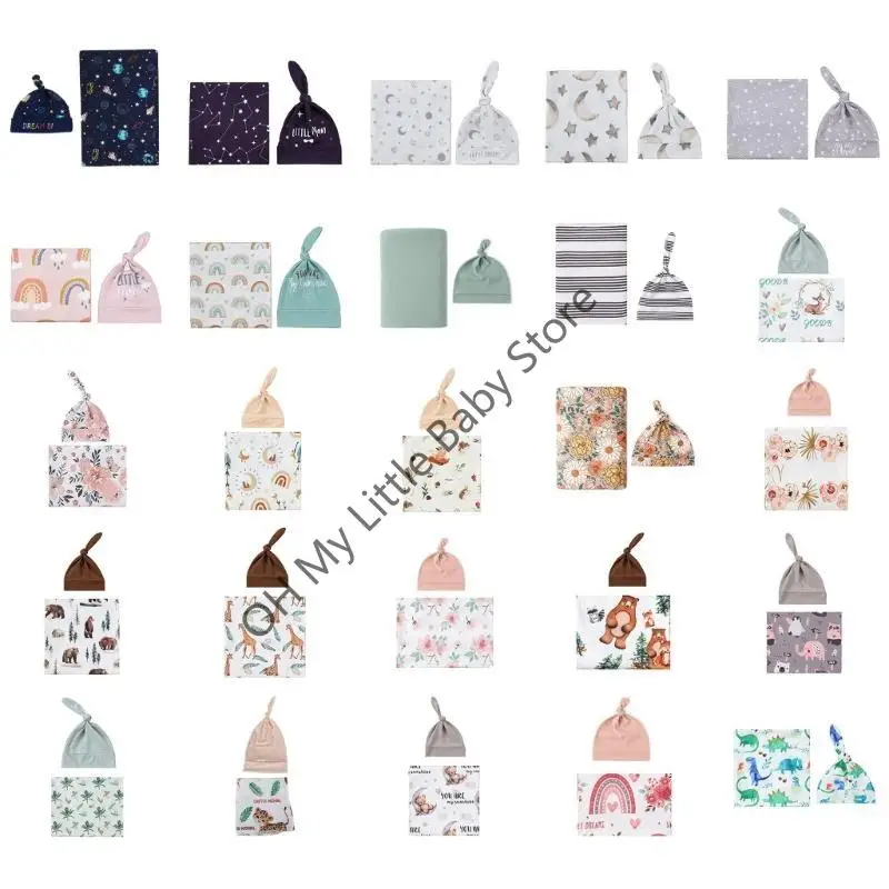 M76C 2 قطعة/مجموعة الوليد التقميط بطانية الرضع النوم التفاف القماش مع قبعة تنفس الرضع الاشياء الجنس محايد للطفل #4