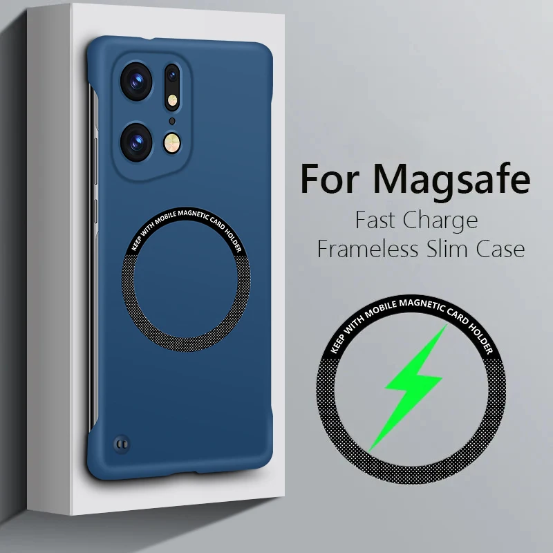 

Magsafe Frameless Case For OPPO Find X5 Pro Wireless Charging Shockproof Magnetic Compatible With Magsafe Cover Cases New