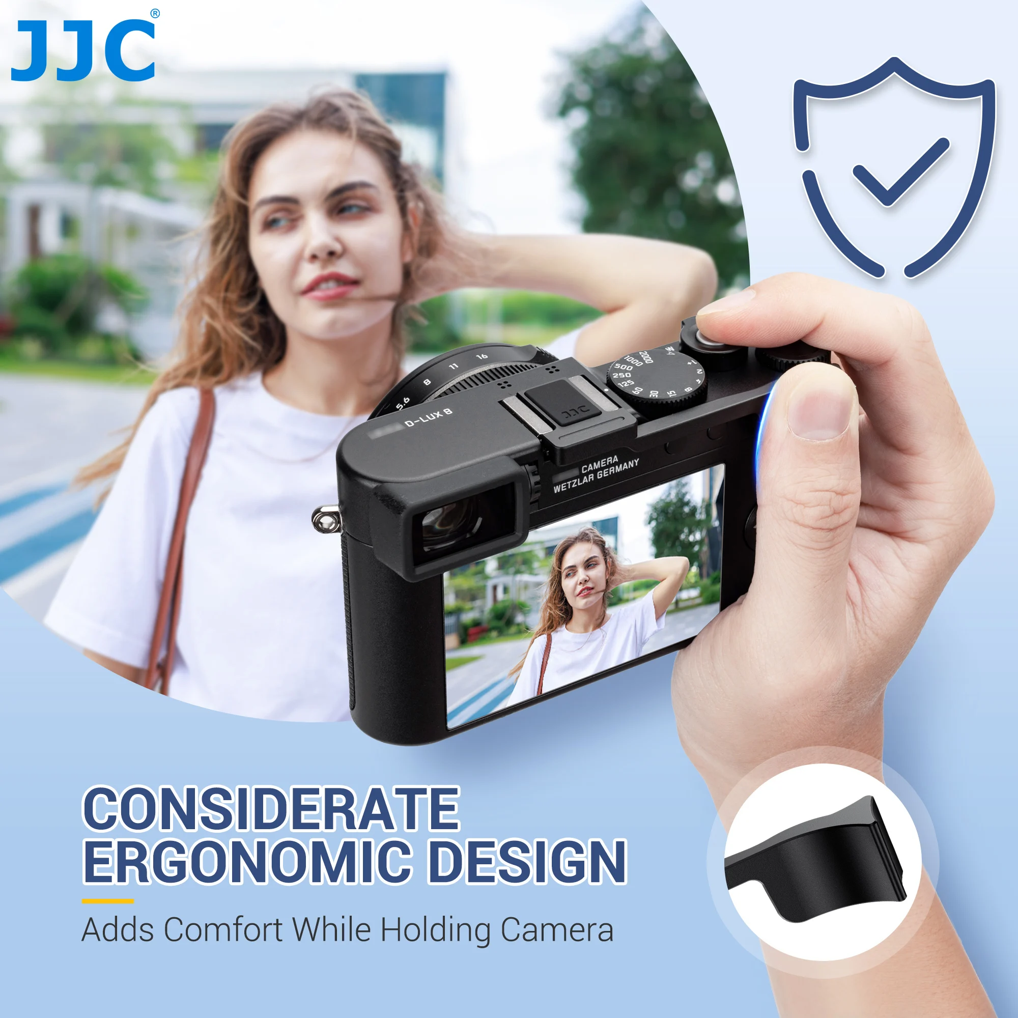 JJC Aluminium-Legierung Metall-Daumengriff für Leica D-LUX8 Kamera mit Blitzschuh-Abdeckung Schutz-Daumengriffhalter – Detail 2
