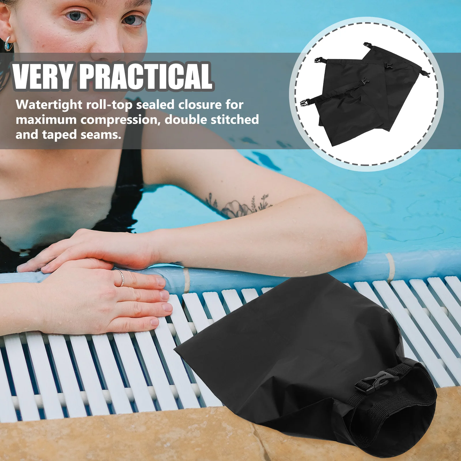 

3 Pcs Waterproof Bag Set Camping Storage Dry Bags for Kayak Marine Swimming Travel