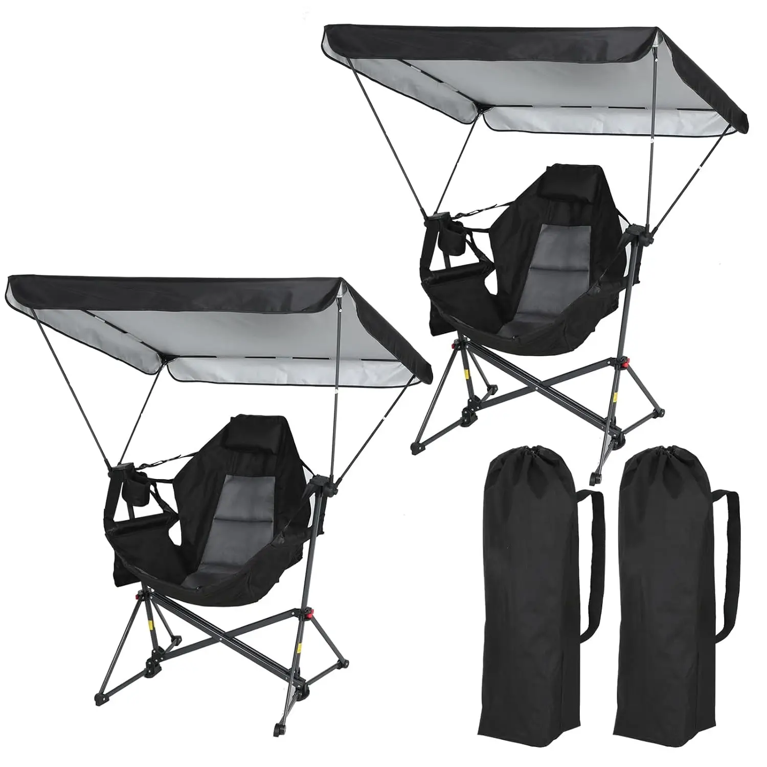 Camping Chair With Sun shade, cup holder, carry bag, for picnic, camping, patio, backyard, outdoor