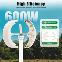 600W Vertical Axis Wind Turbine Generator 12V 24V Small Windmill Free Energy with Controller IP67 for Home Farm RVs