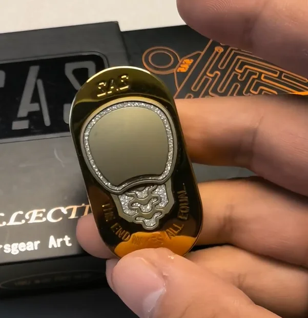 Used EDC SAS King David 2.0 Brass fidget slider decompression toy