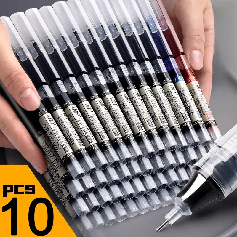 

10Pcs High Quality Needle Type Gel Pens Straight Liquid Ballpoint Pen Stationery School Office Supplies Smooth Writing Gel Pens