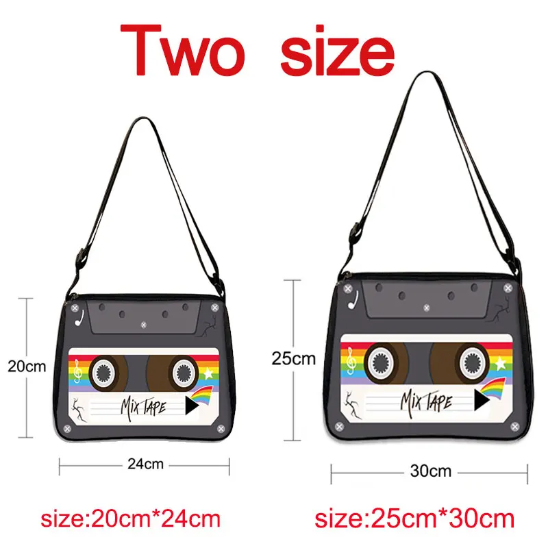 Cassette Tape Recorder Printing Handbag Back To 80s 90s Women Shoulder Bags for Travel Underarm Leisure Adjustable Crossbody Bag