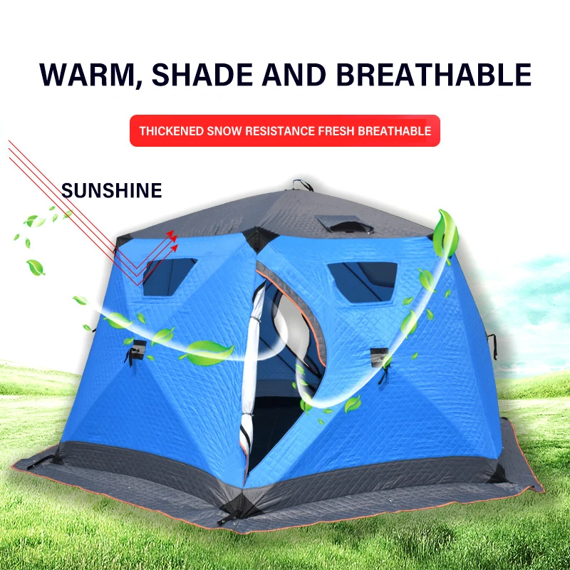 Hexagonal Mammoth Winter fishing Tent Outdoor With Windows Automatic Quick Opening Tent 5/8 Person Windproof and Waterproof