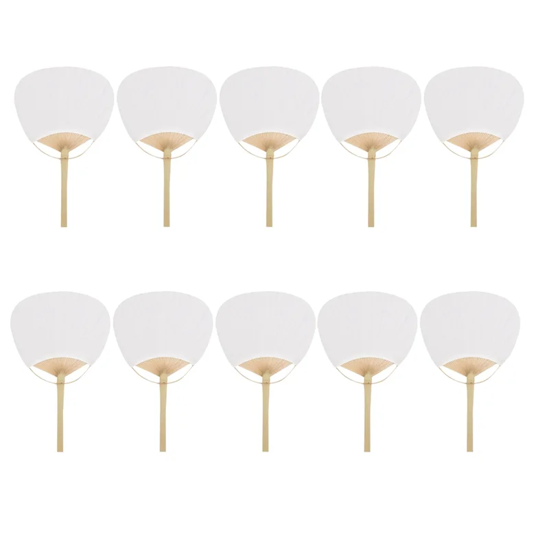

LICE-10Pcs Pure White Bamboo Handle Blank Calligraphy Painting Blank Group Fan White Fan