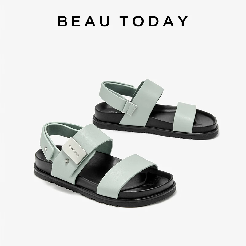 

BEAUTODAY Casual Sandals Women Synthetic Leather Hook Loop Design Metal Buckle Outdoor Ladies Summer Beach Shoes A34607