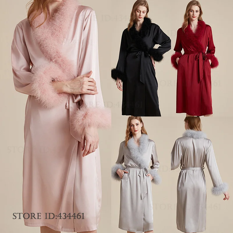 Bride Bridesmaid Wedding Robe Dress Sexy French Style Bathrobe Negligee Spring Summer Satin Sleepwear Homewear Loose Loungewear
