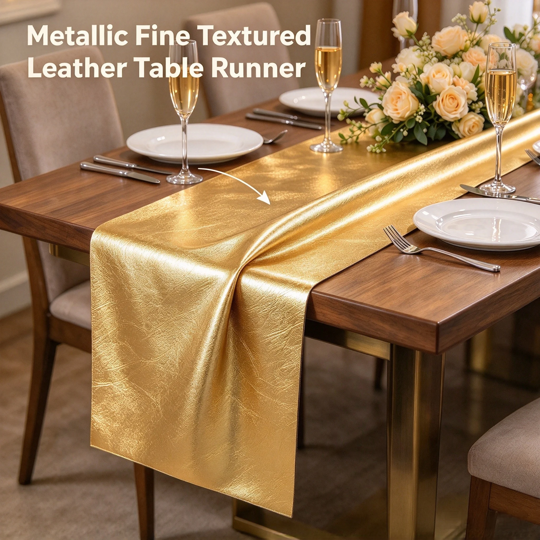 30×135cm Metallic Fine Textured Leather Table Runner, Holographic Shiny PVC Faux Leather Fabric For Table Decor & Handmade Craft