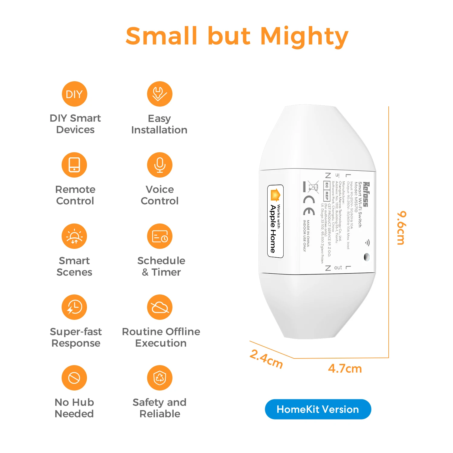 Refoss HomeKit DIY Smart Switch,WiFi Smart Switches,1 Pack,Support Siri,Apple HomeKit, Alexa,Google Assistant