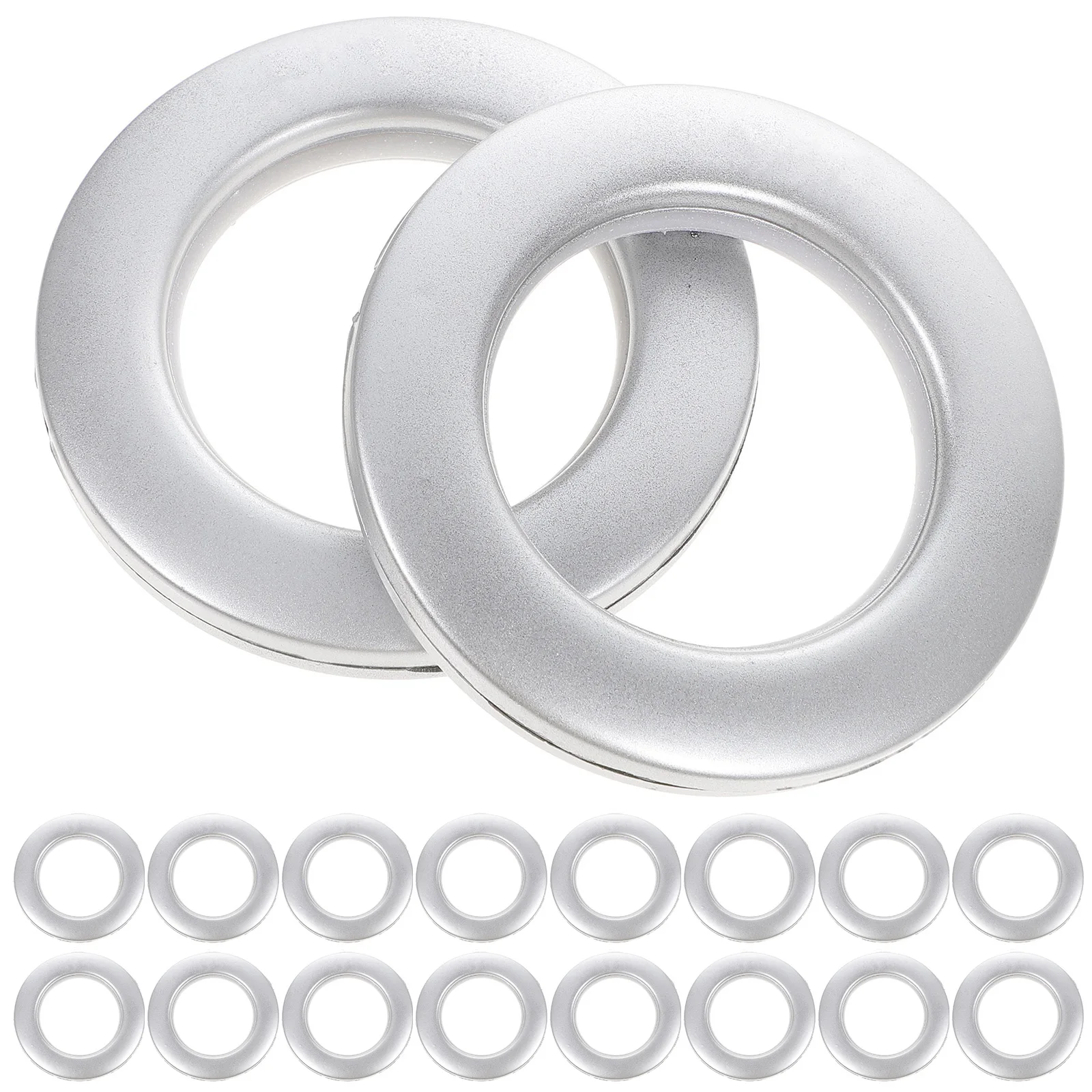 

75pcs Curtain Reusable Sliding Rings Plastic Eyelet Silver Silent Drapery Reusable Sliding Ring Hardware Home Decor